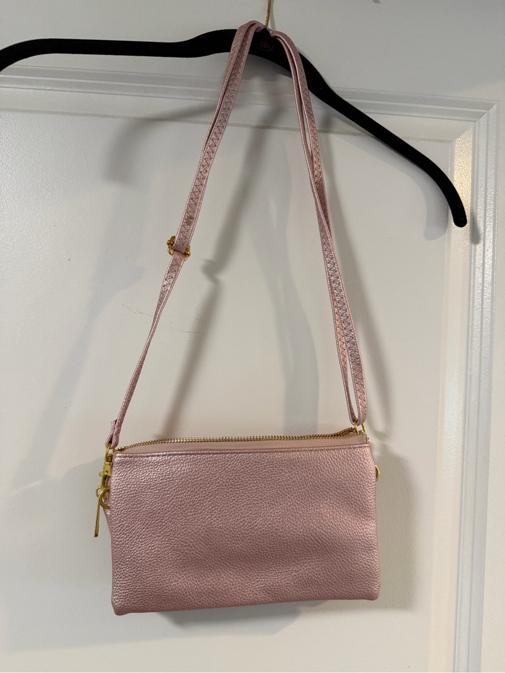 Women's Pink Crossbody Bag - Sleek Leather Shoulder Purse